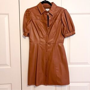 Kit & Sky Brown Faux Leather Mini Dress
